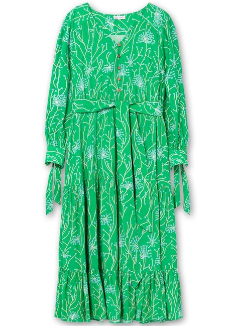 Maxikleid Langarm Sonstiges Muster Ohne Kragen