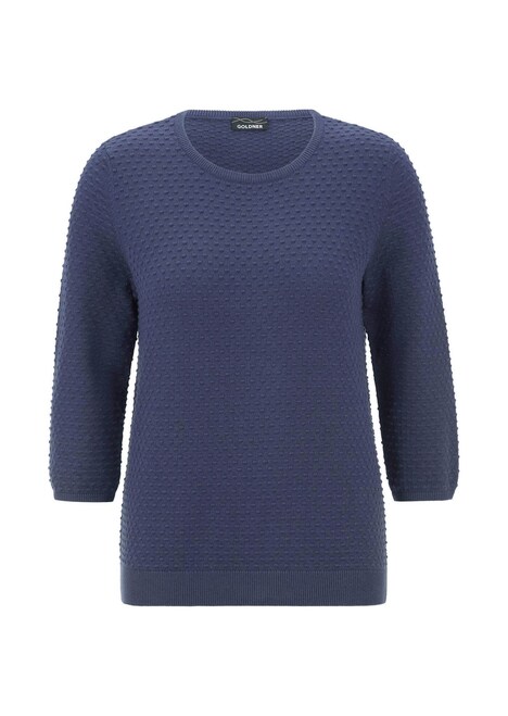 Halbarm Baumwollpullover mit Struktur