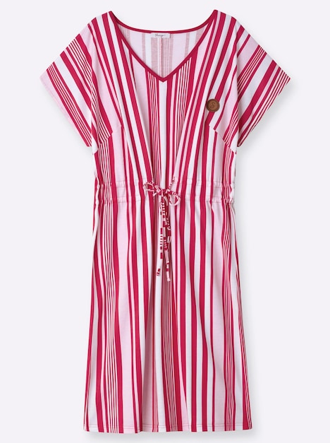 Jersey-Kleid Kurzarm Ohne Kragen