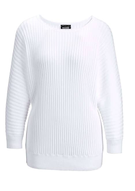 Baumwollmix mit Fledermausärmeln und Rippstruktur