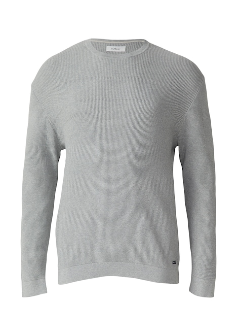 Strukturmix-Pullover aus reiner Baumwolle