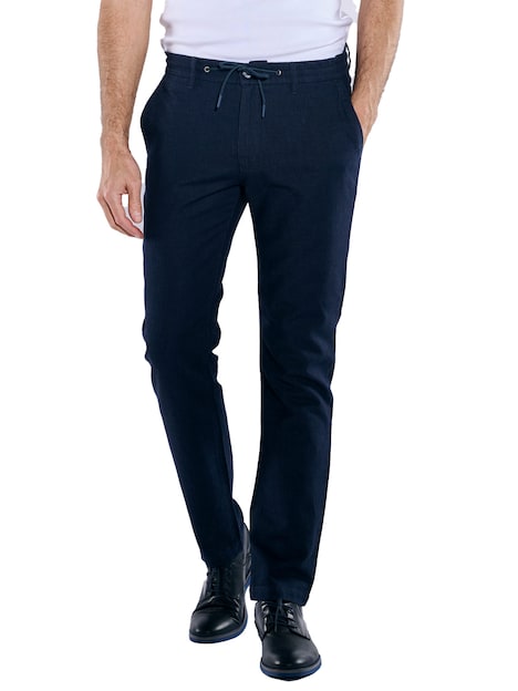 Herren Chino mit Leinenanteil , Marineblau