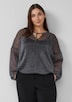 Transparente Bluse mit Glitzergarn und Schmucksteinen