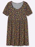 Jersey-Kleid Kurzarm Ohne Kragen