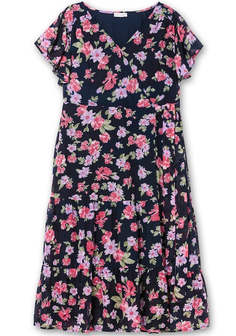 Chiffonkleid Kurzarm Mehrfarbig Mit Kapuze