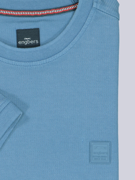 Herren Rundhals T-Shirt mit Badge an der Brust , Royalblau