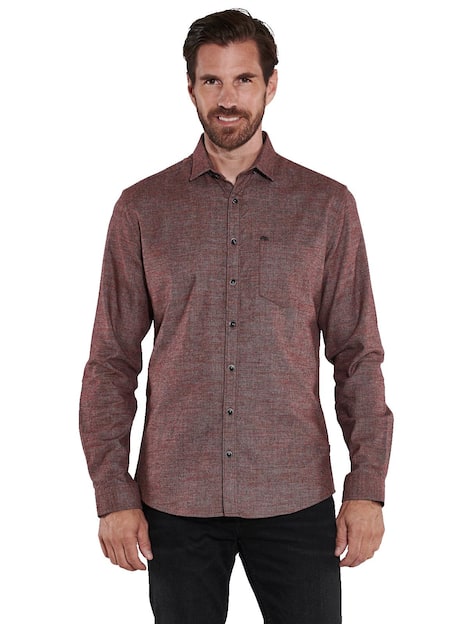 engbers Herren Langarm-Hemd uni , Rot