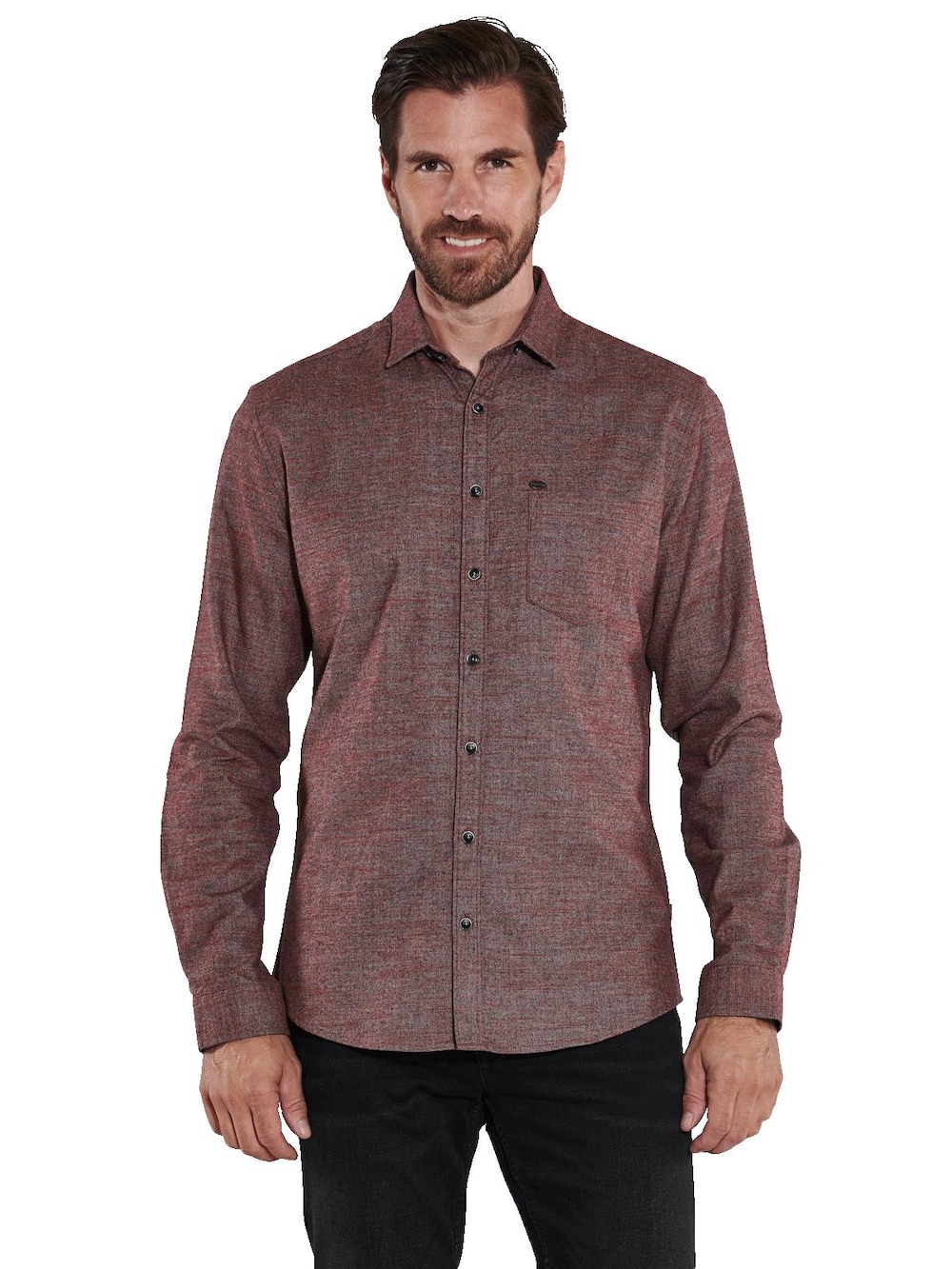 engbers Herren Langarm-Hemd uni , Rot