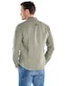 Herren Leinen Overshirt mit Zipper , Oliv