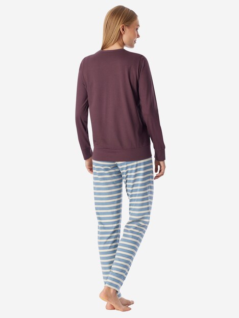 Schiesser Damen Schlafanzug Casual Essentials kakaobraun