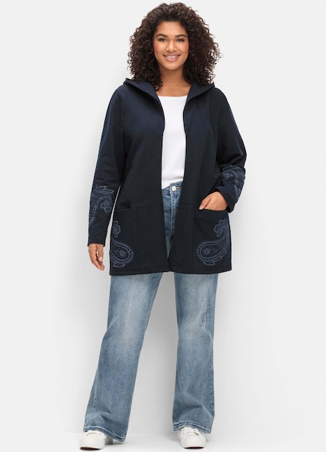 Sweatjacke Langarm Paisley Mit Kapuze