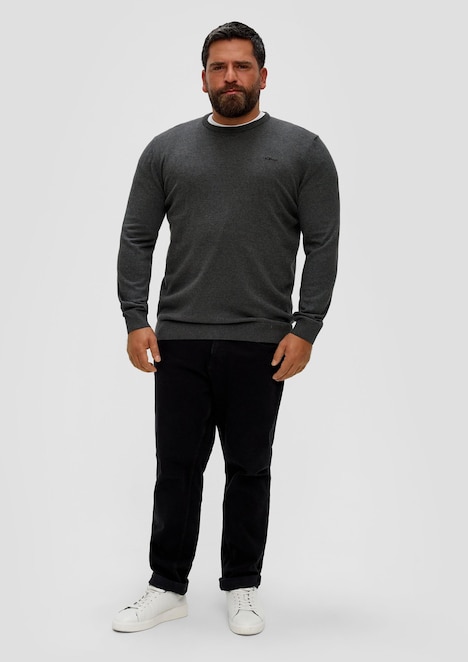 Baumwollpullover mit Logo-Stickerei
