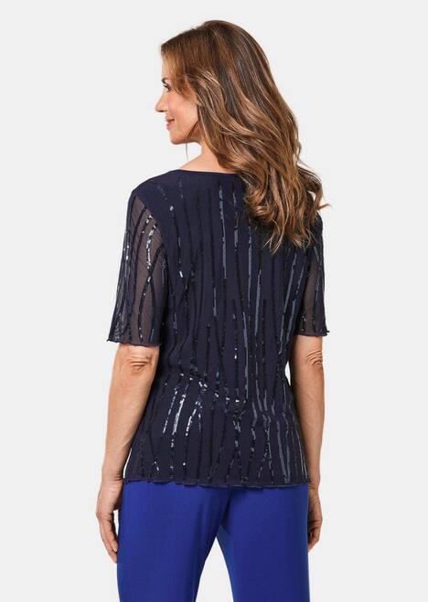 Mesh-Shirt mit funkelnden Pailletten
