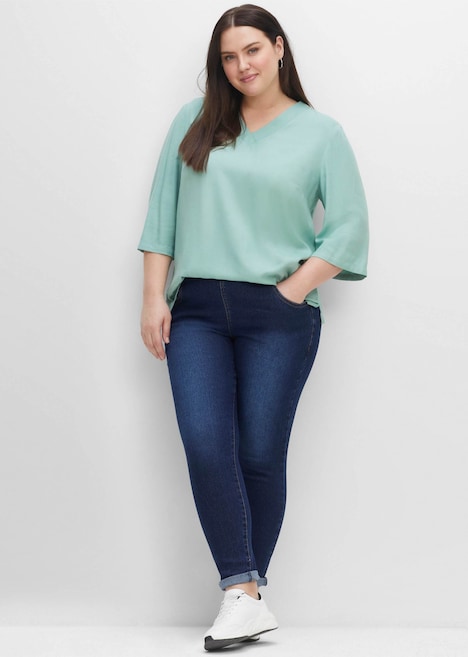 Schlupfjeans Jeggings mit breitem Gummibund Rundumdehnbund Uni