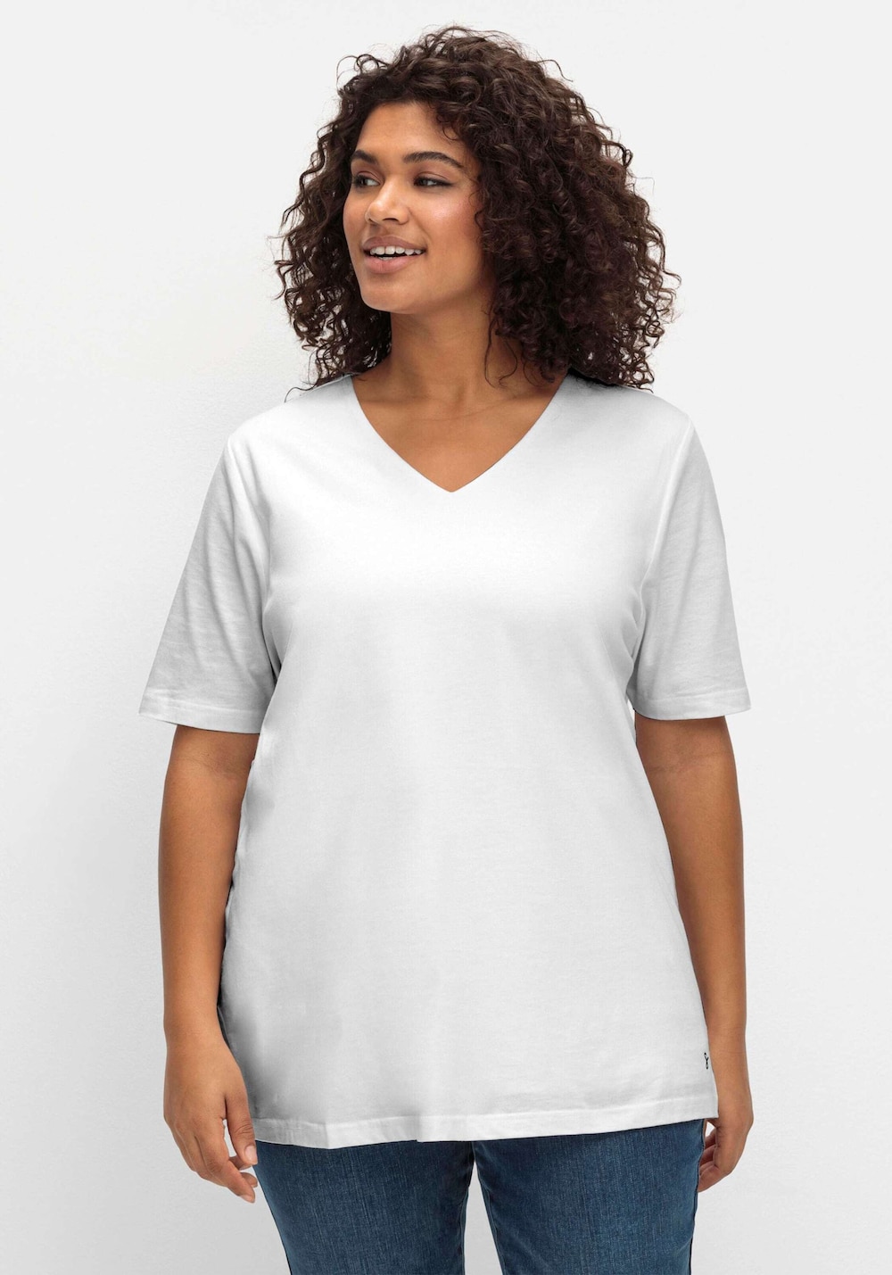 T-Shirt Kurzarm Uni Ohne Kragen