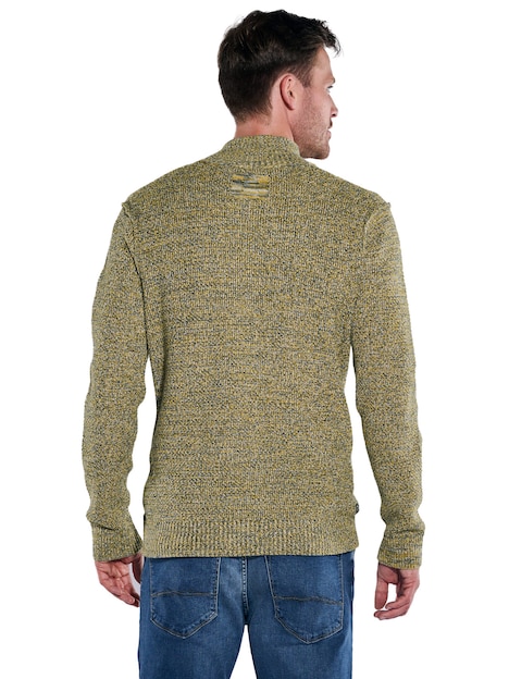 Herren Pullover mit Troyerkragen , Sonnenorange