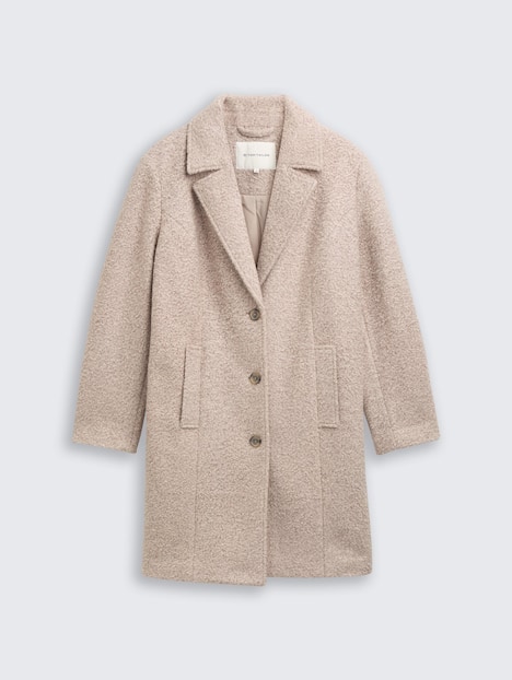 Bouclé Mantel mit Reverskragen