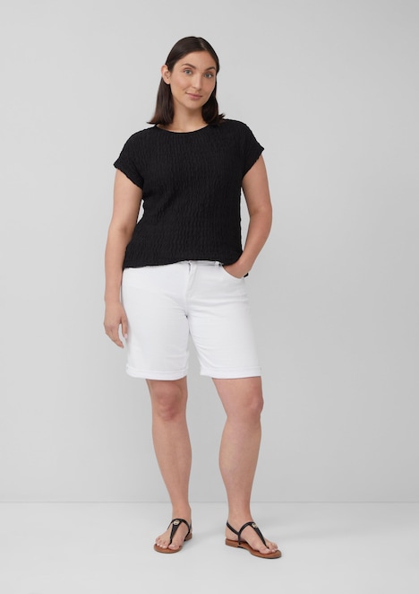 Strukturiertes T-Shirt aus Baumwollmix im Relaxed Fit