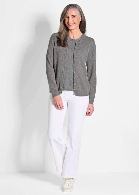 Kaschmirstrickjacke mit Rundhalsausschnitt
