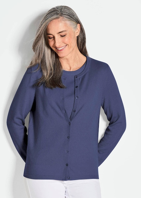 Kaschmirstrickjacke mit Rundhalsausschnitt