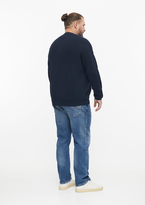 Gerippter Flammgarn-Pullover im Modern Fit