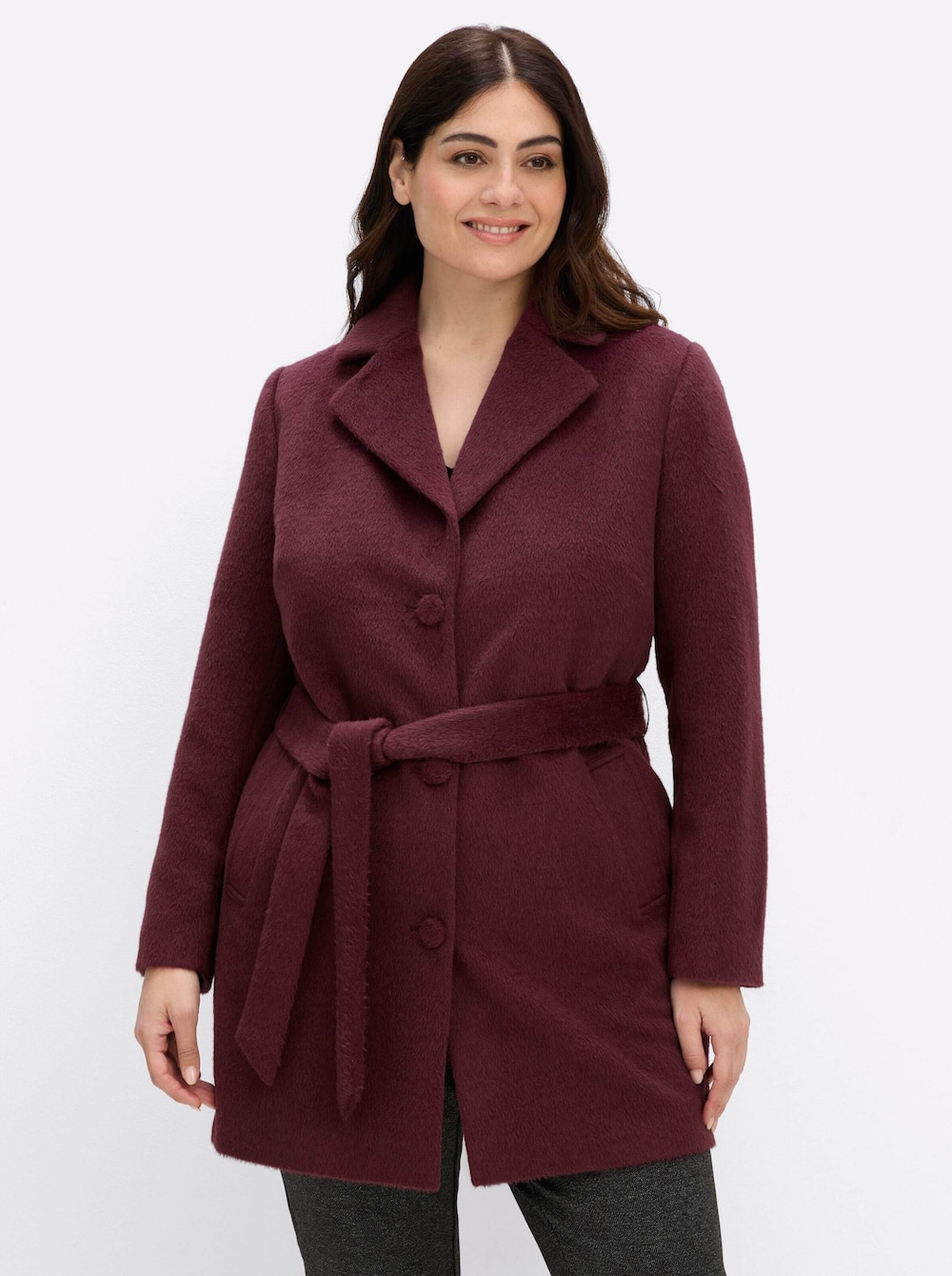 Jacke Jacke mit Bindegürtel Langarm Reverskragen