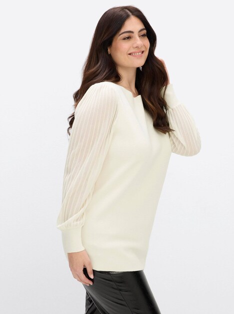 Langarm-Pullover Langarm-Pullover mit Ballonärmeln Langarm Ohne Kragen