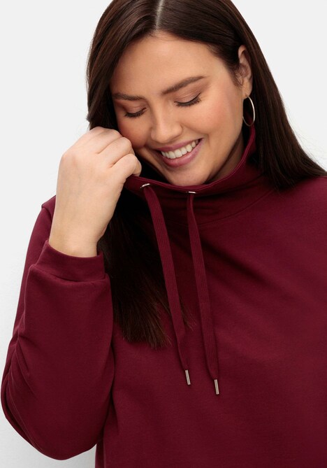 Sweatshirt Langarm Uni Stehkragen