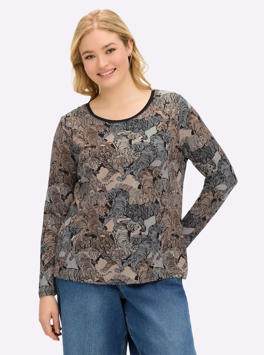 Shirt Langarm Animal Ohne Kragen