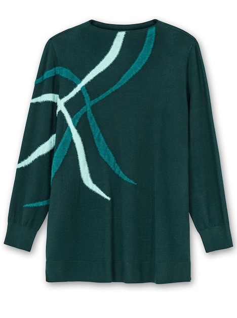 Stehkragenpullover Langarm Intarsien, Feinstrick Mehrfarbig Stehkragen