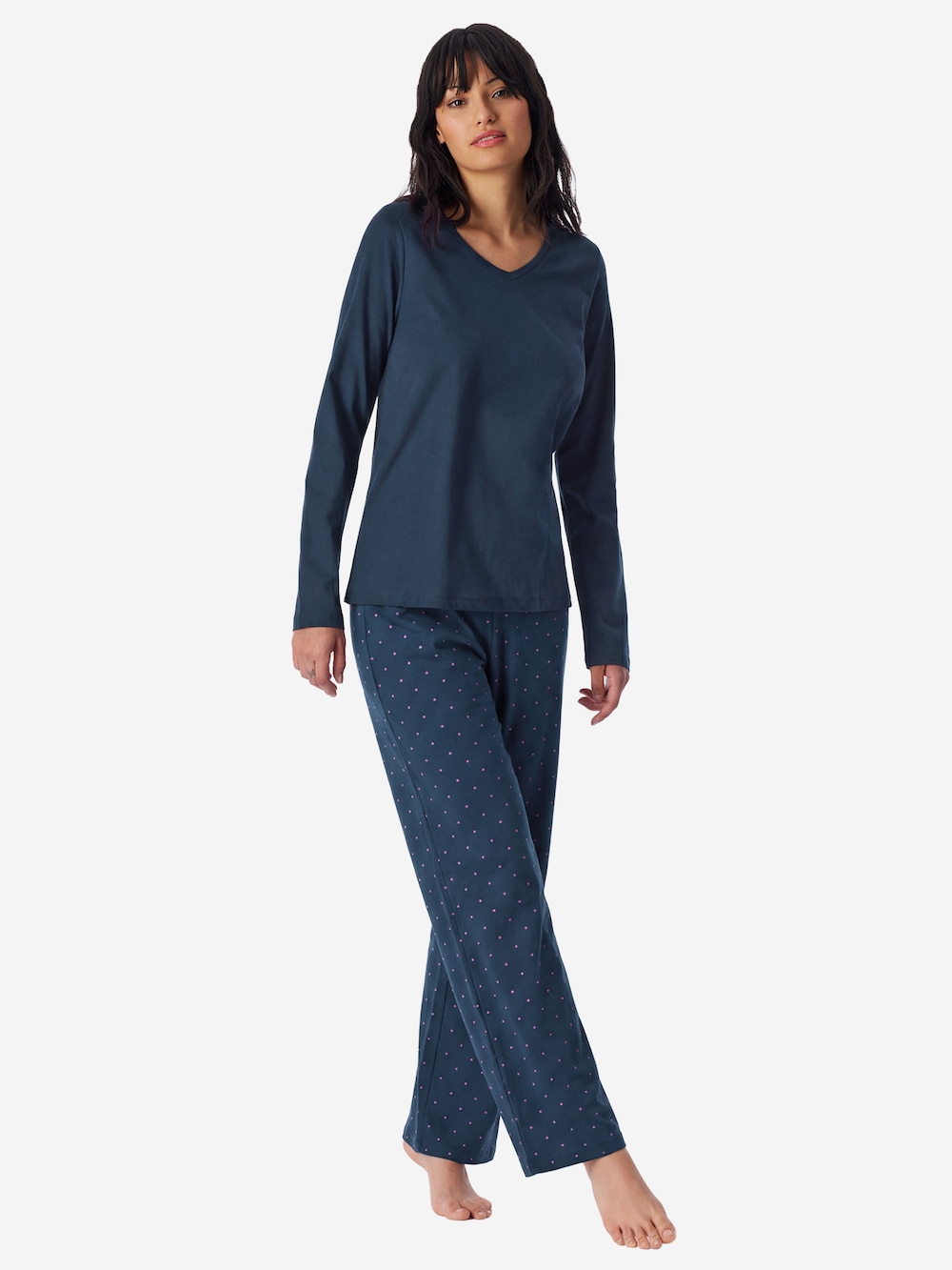 Schiesser Damen Schlafanzug Casual Essentials deepblue