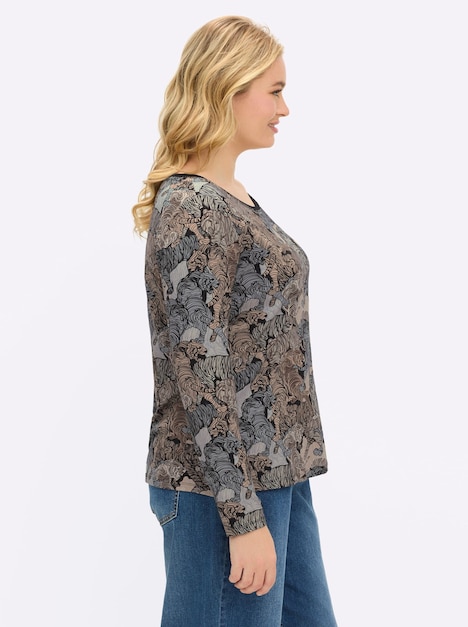 Shirt Langarm Animal Ohne Kragen