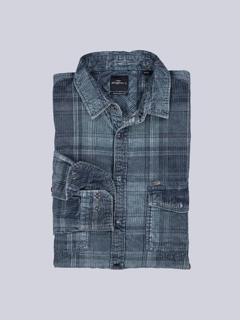 engbers Herren Langarm-Hemd kariert , Petrolgruen