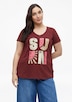 T-Shirt mit offenen Kanten in Flammgarnstruktur