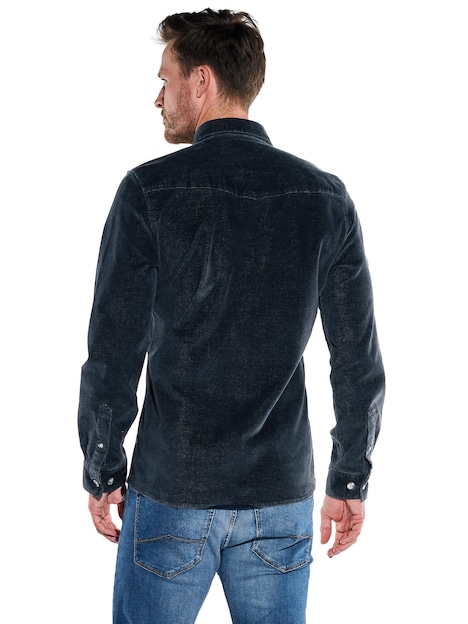 Herren Sportives Overshirt aus softer Velvet-Ware , Indigoblau