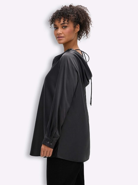 Tunika Tunika mit Wasserfall-Ausschnitt Langarm Ohne Kragen