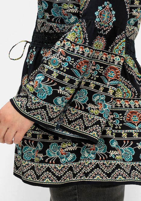 Longbluse Langarm Sonstiges Muster Ohne Kragen