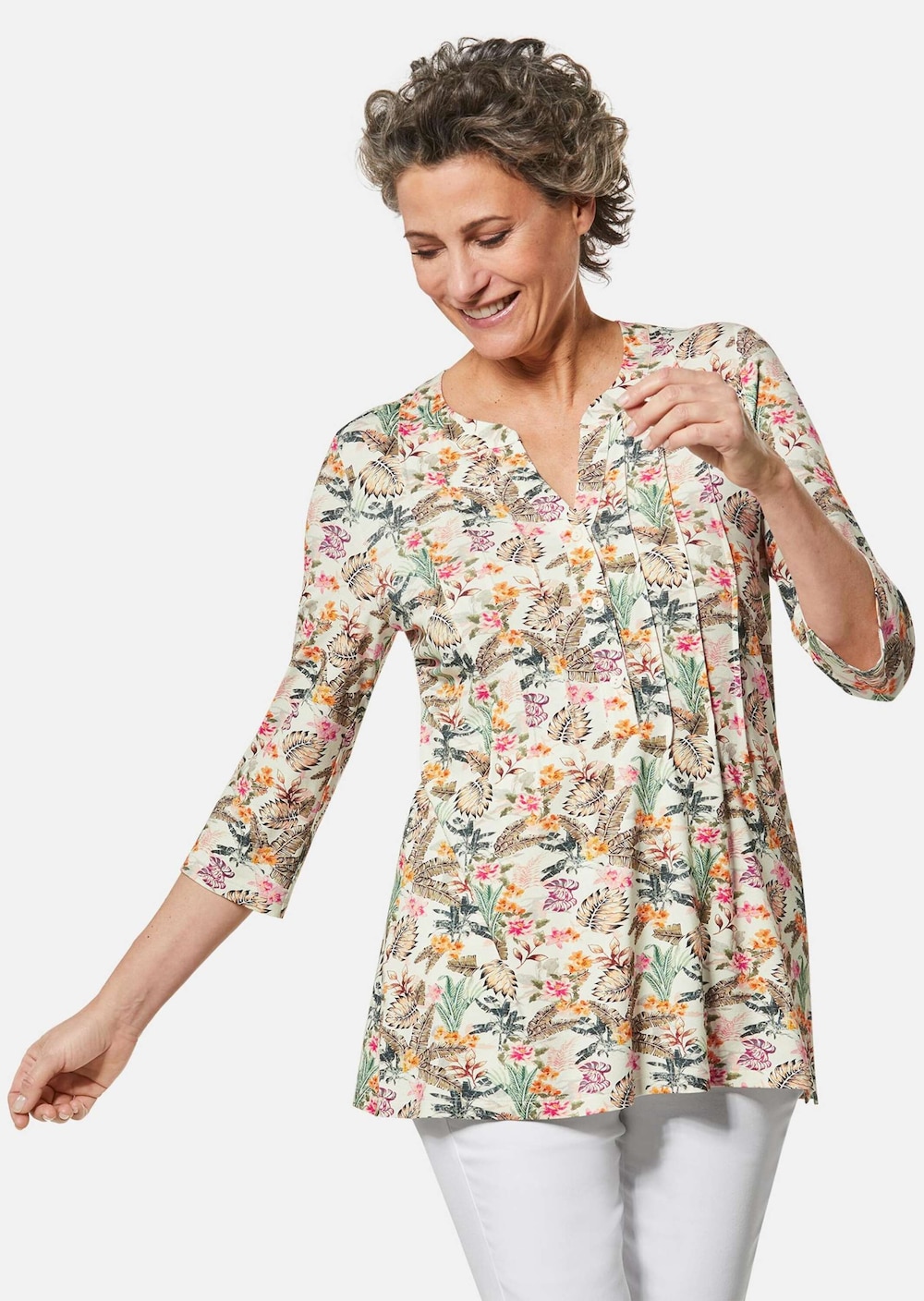 Figurschmeichelndes Drucktunika-Shirt