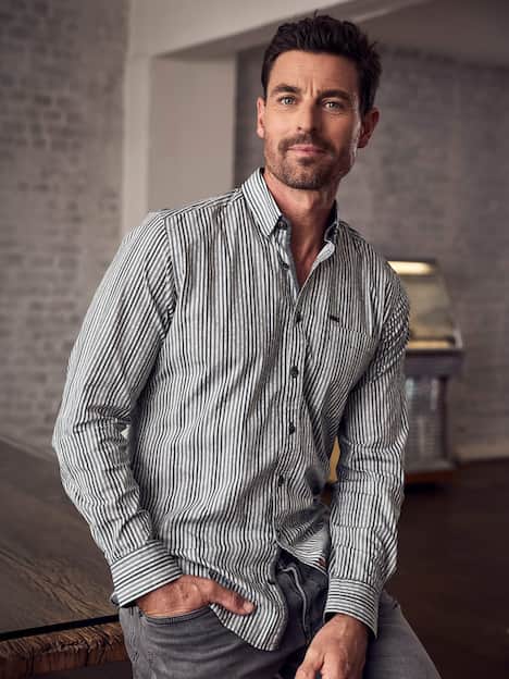 engbers Herren Hemd gemustert , Oliv