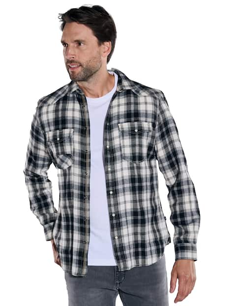 engbers Herren Langarm-Hemd kariert , Saphirblau