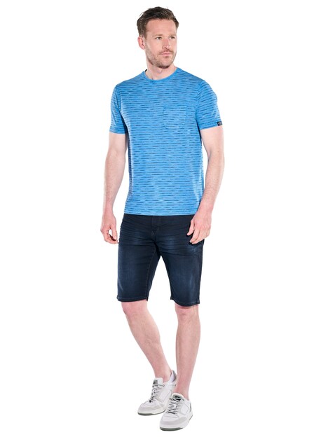 Herren Rundhals T-Shirt mit Brusttasche , Brilliantblau