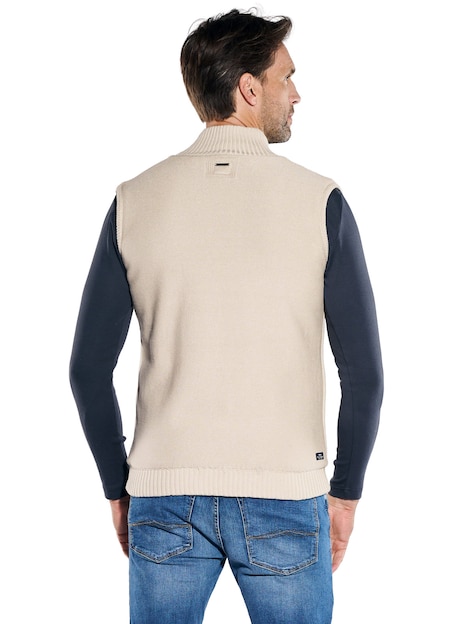 Herren Wende-Strickweste mit Reißverschluss , Creme