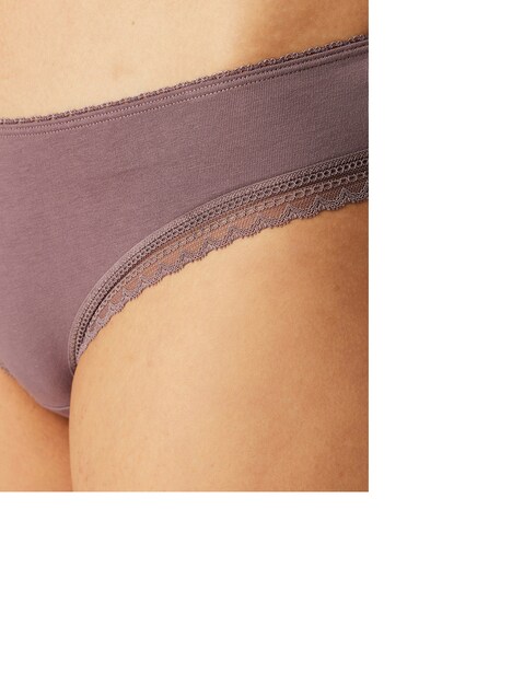 Schiesser Damen Tanga 3-Pack Cheeky String - schwarz, lila