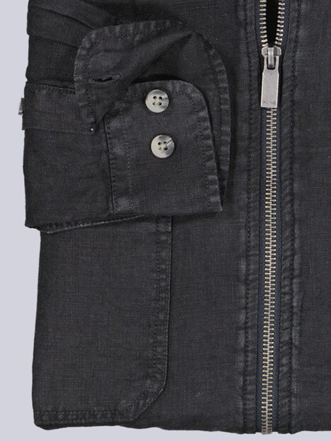 Herren Leinen Overshirt mit Zpper , Saphirblau