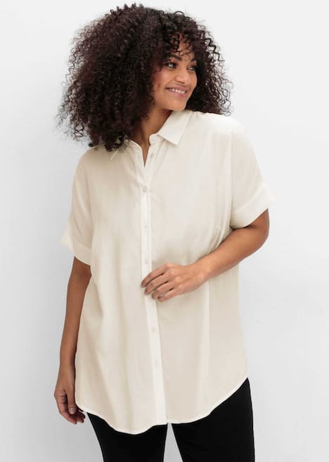 Hemdbluse Kurzarm Uni Hemdkragen