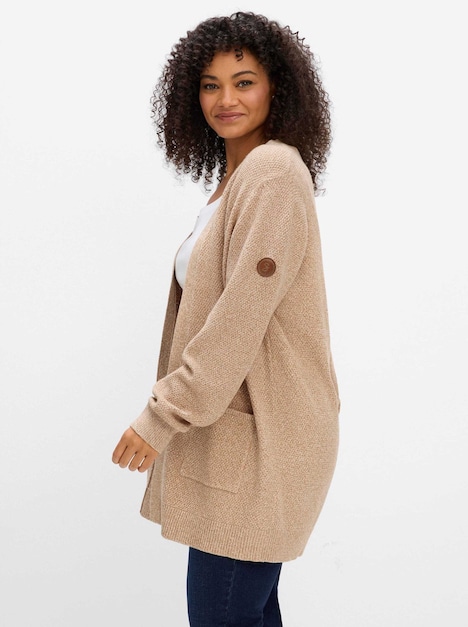 Strickjacke Strickjacke in softer Strukturqualität Langarm Ohne Kragen