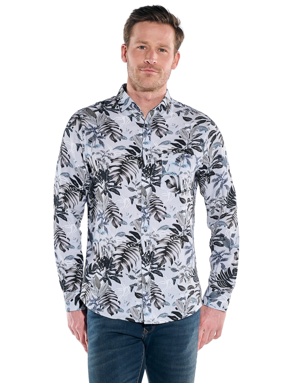 Herren Hemd langarm , Brilliantblau