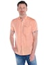 Herren Kurzarm-Hemd aus Leinen , Orange