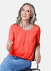 Chiffon-Shirt mit 3/4-Arm, Rundhals