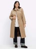 Trenchcoat Trenchcoat mit Kunstleder-Paspeln Umlegekragen